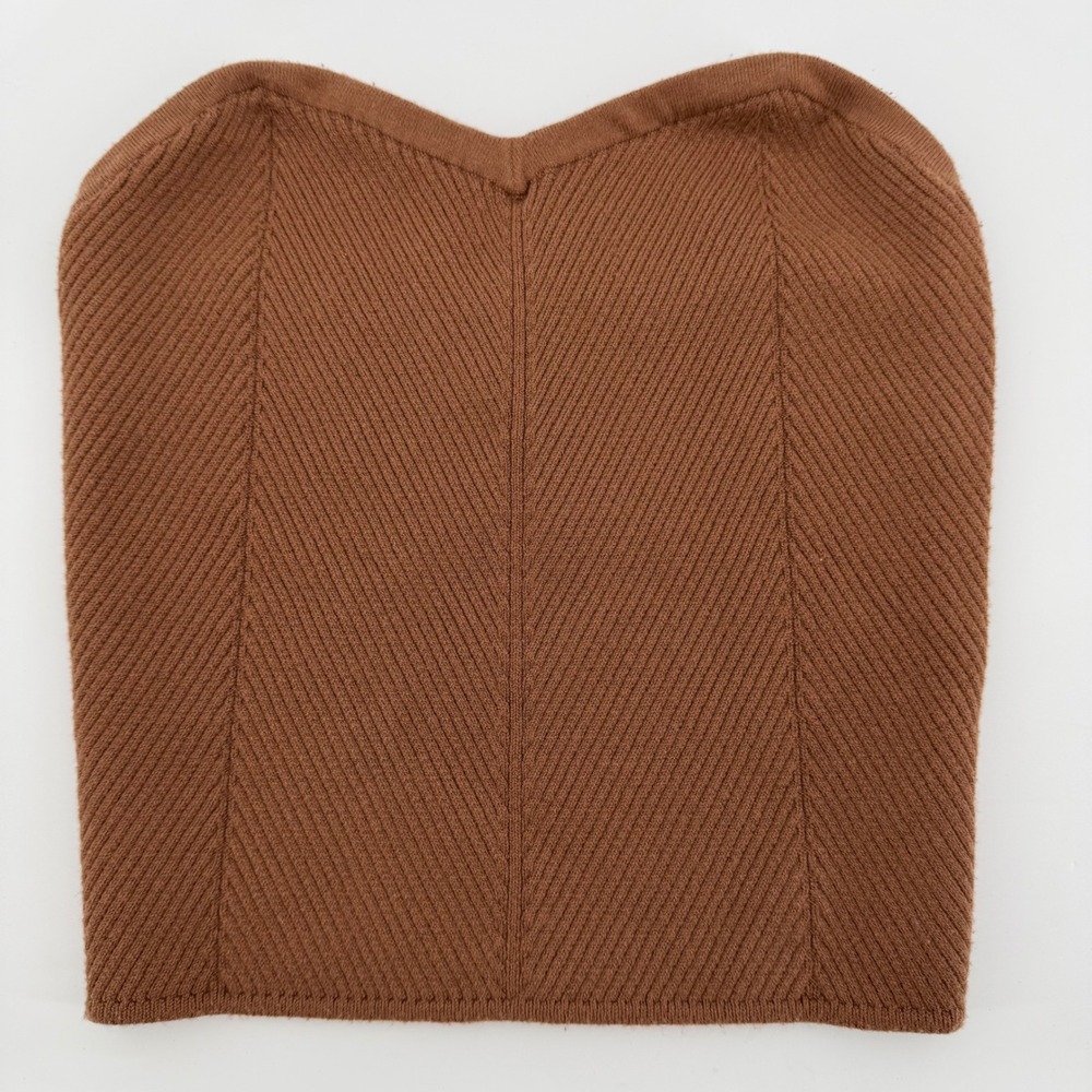 Aerie Brown Ribbed Strapless Tube Top Women's Medium